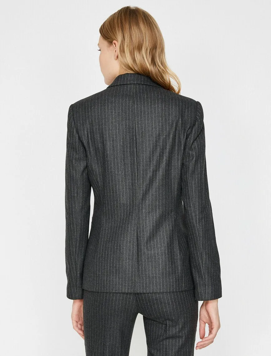 16513 Grey Tailored Striped Jacket