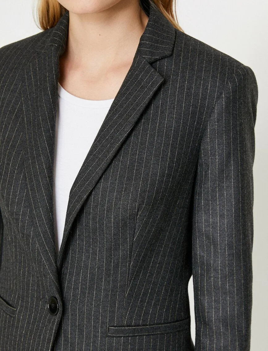 16513 Grey Tailored Striped Jacket