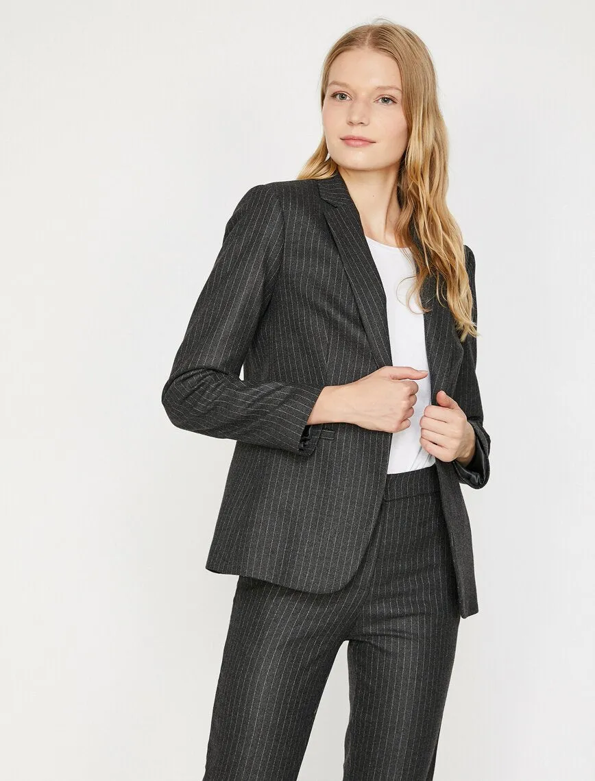 16513 Grey Tailored Striped Jacket