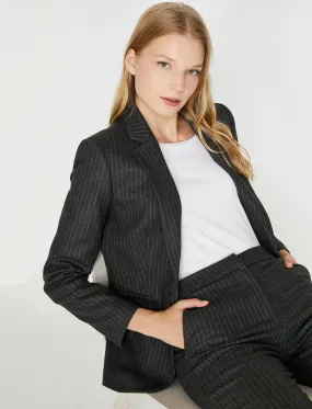 16513 Grey Tailored Striped Jacket