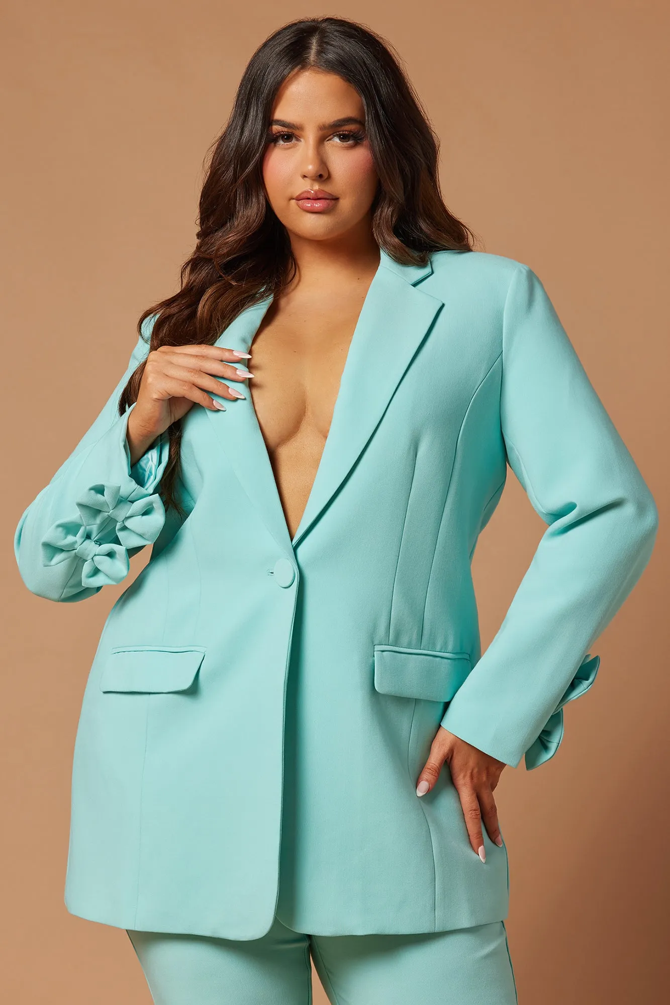 Alana Bow Blazer - Light Blue
