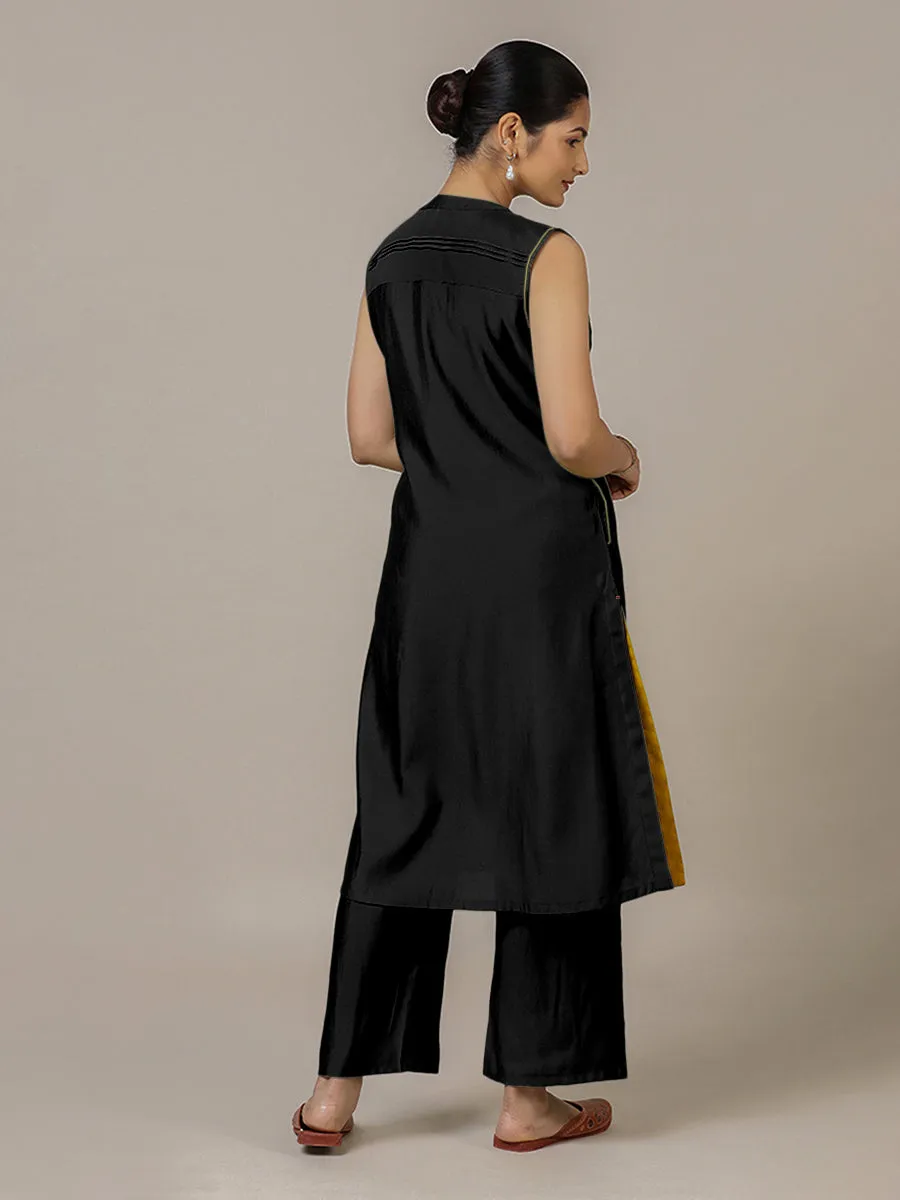 Alina x Rozaana | A Line Kurta in Raven Black with Thread Work | Coords or Only Kurta