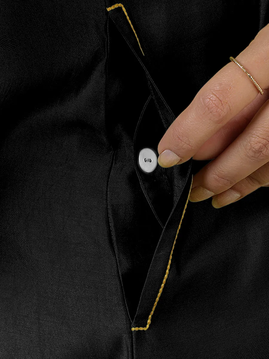 Alina x Rozaana | A Line Kurta in Raven Black with Thread Work | Coords or Only Kurta