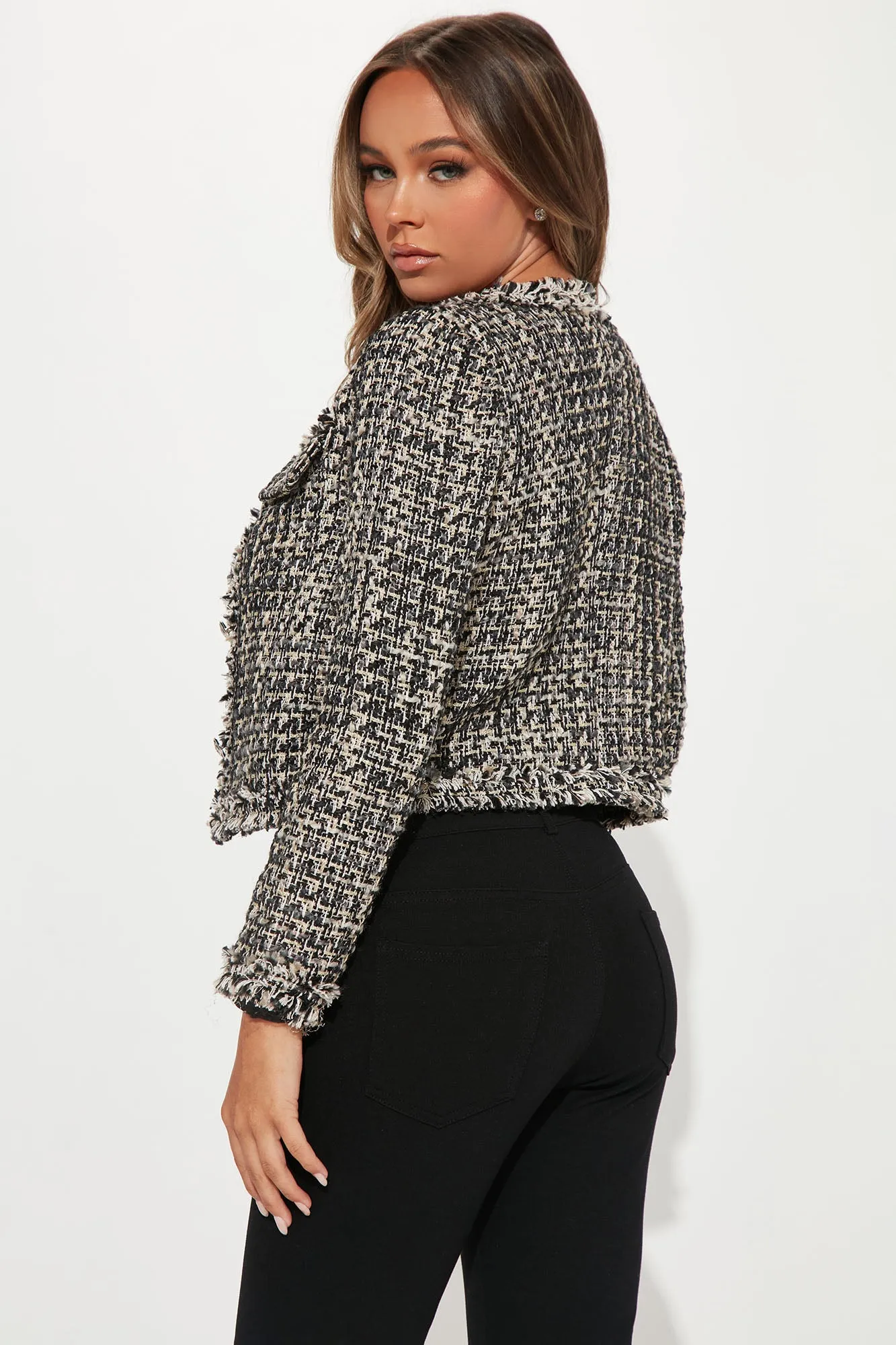 Always In Charge Tweed Blazer - Black