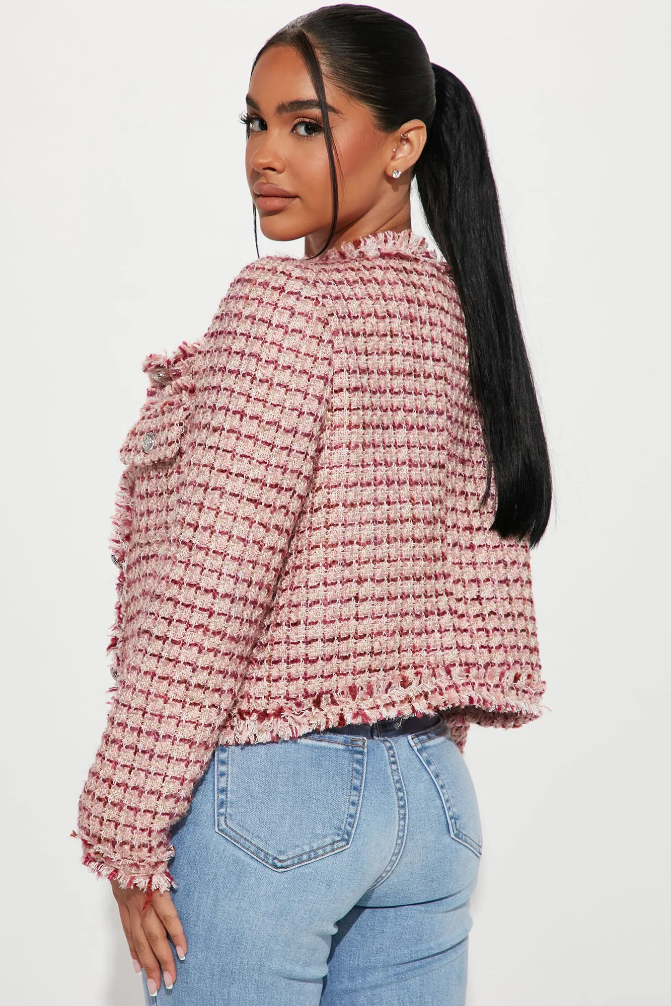Always In Charge Tweed Blazer - Mauve