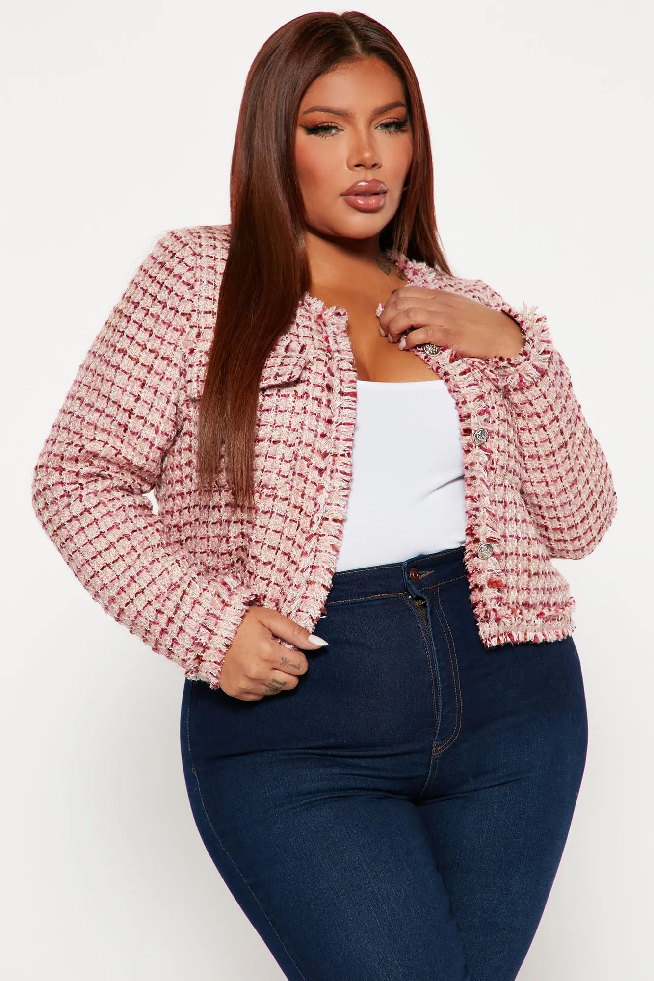 Always In Charge Tweed Blazer - Mauve