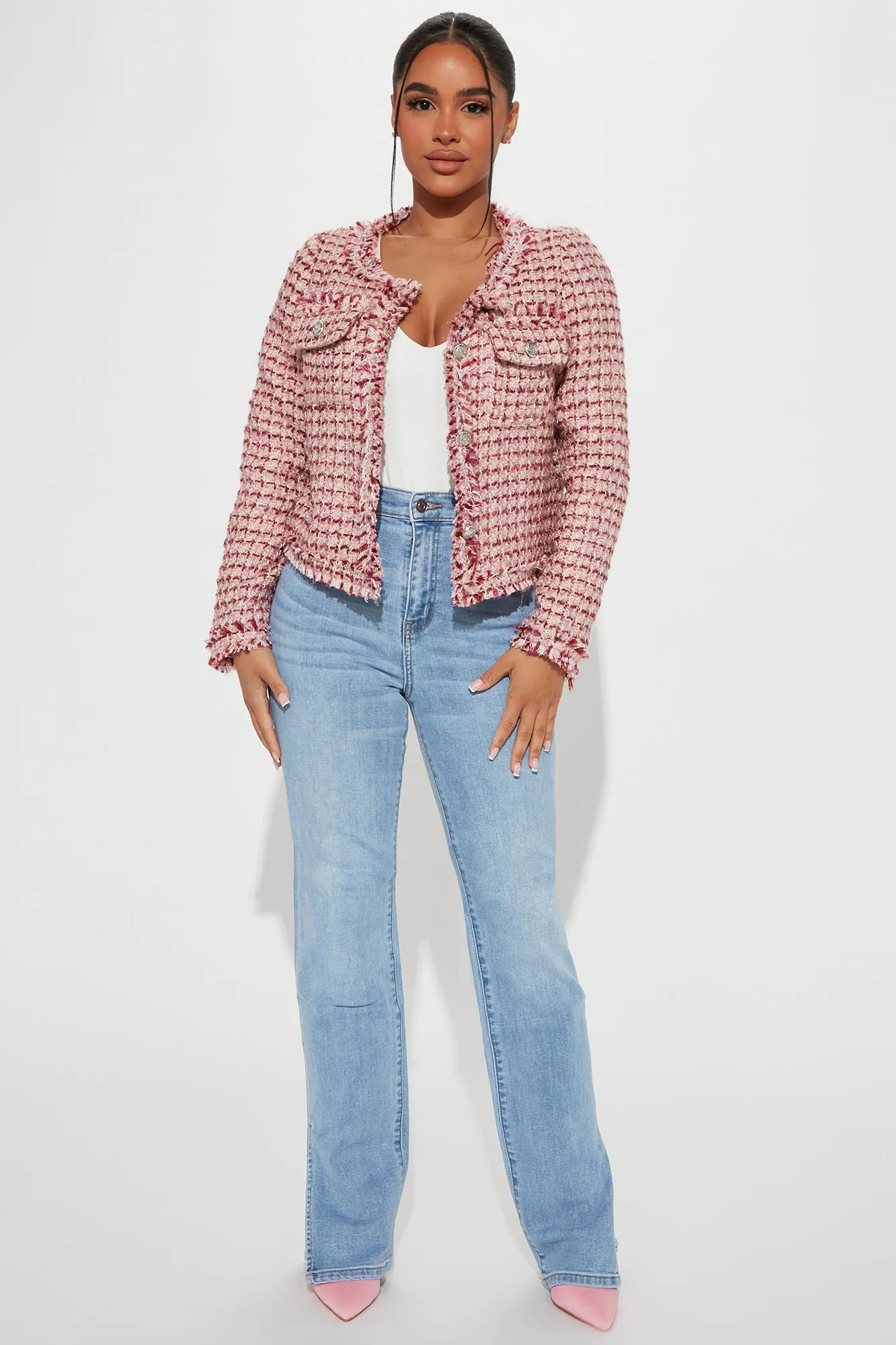 Always In Charge Tweed Blazer - Mauve