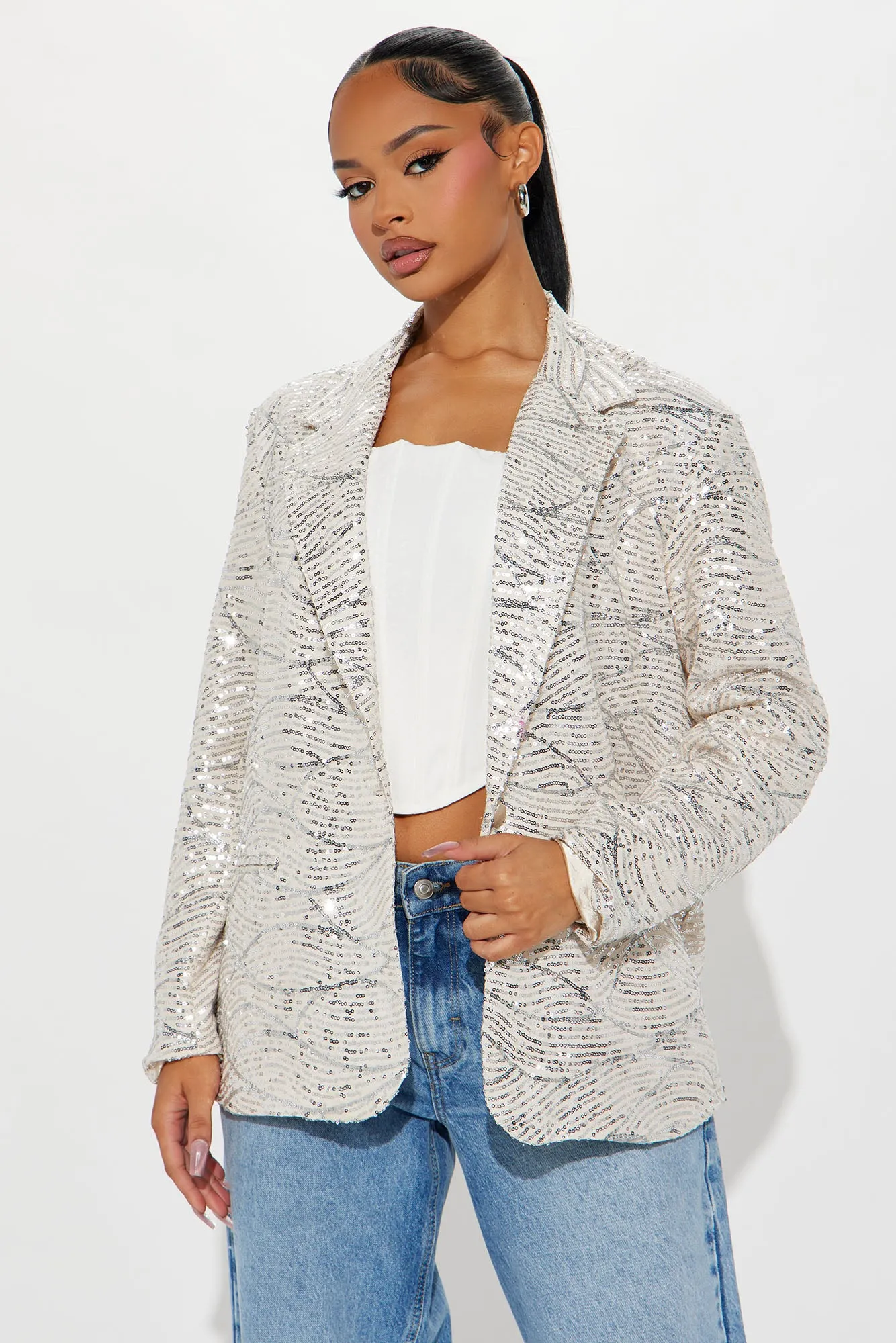 Always Stand Out Sequin Blazer - Silver