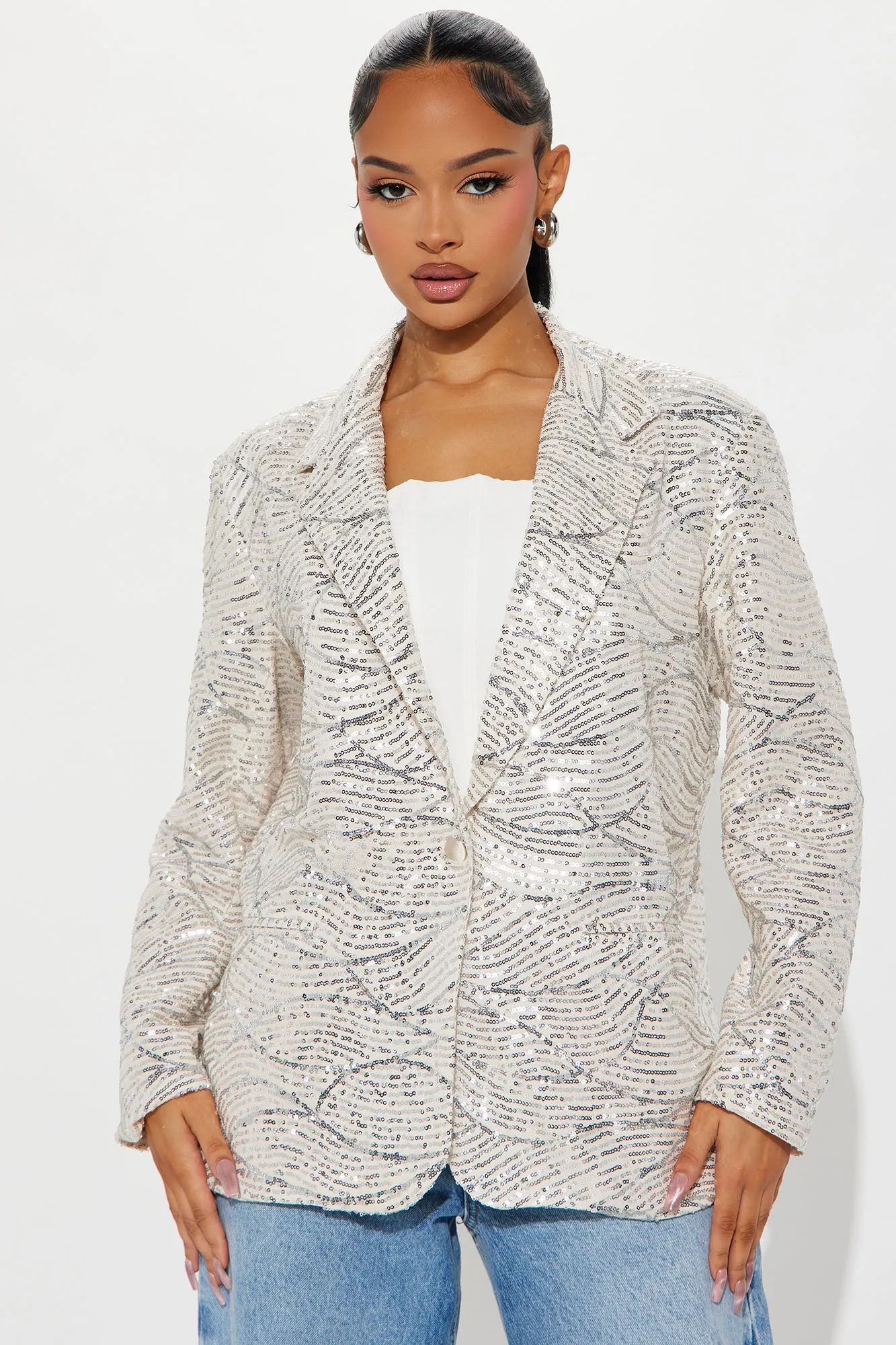 Always Stand Out Sequin Blazer - Silver