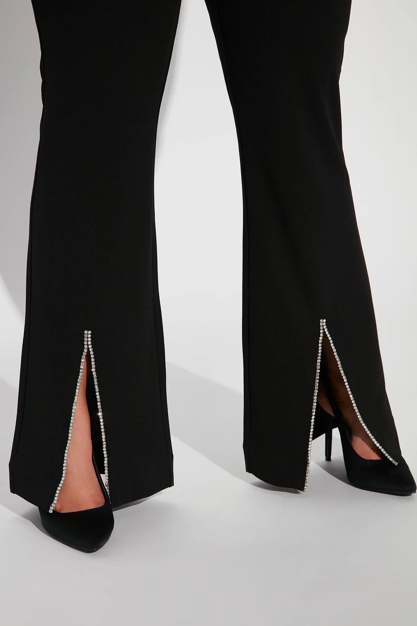 Alyssa Rhinestone Blazer Pant Set - Black