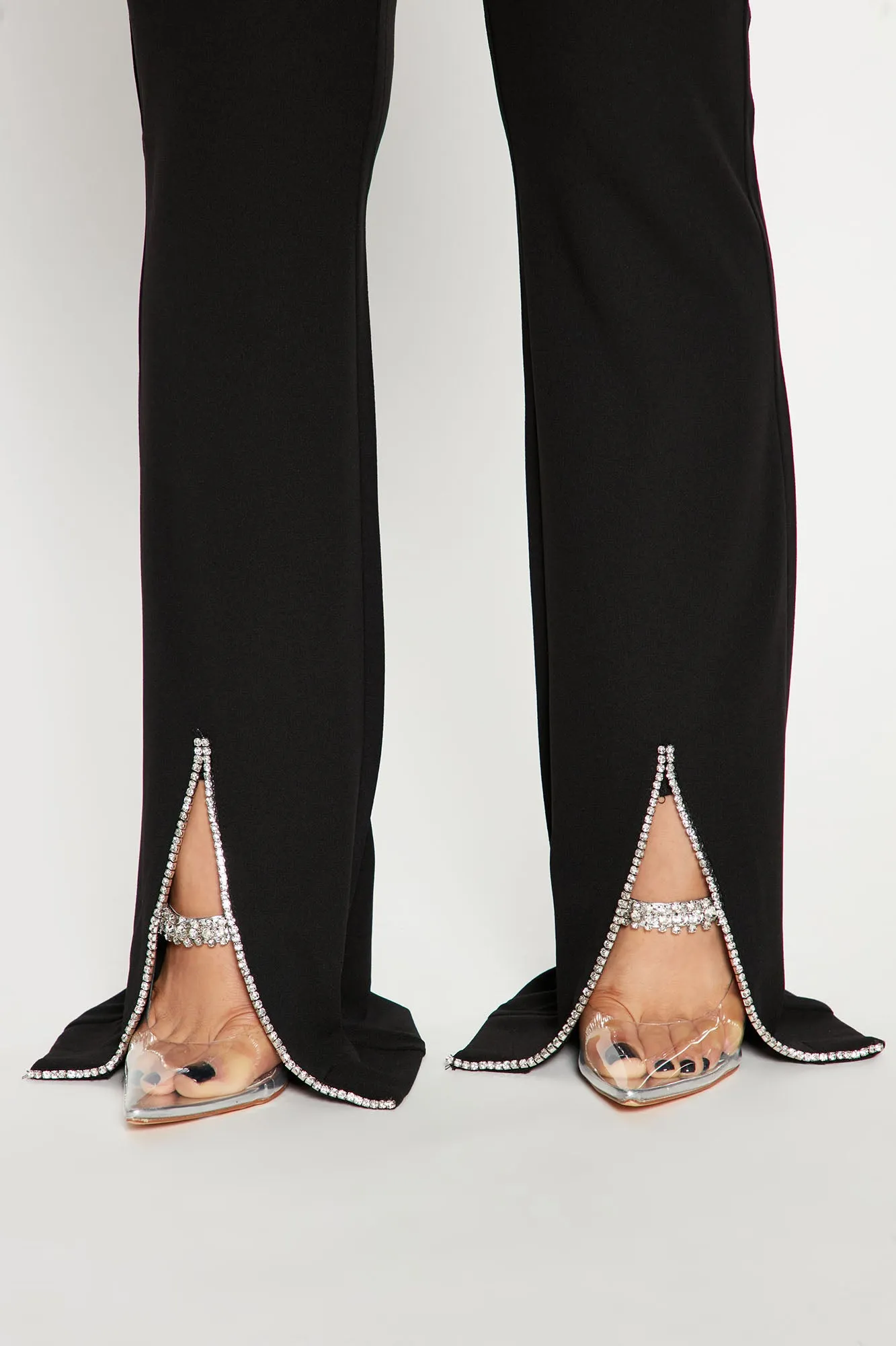 Alyssa Rhinestone Blazer Pant Set - Black