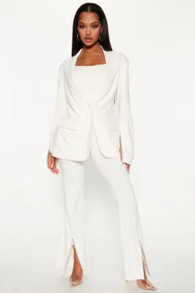 Alyssa Rhinestone Blazer Pant Set - Cream