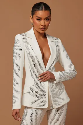 Amira Embellished Blazer - Off White