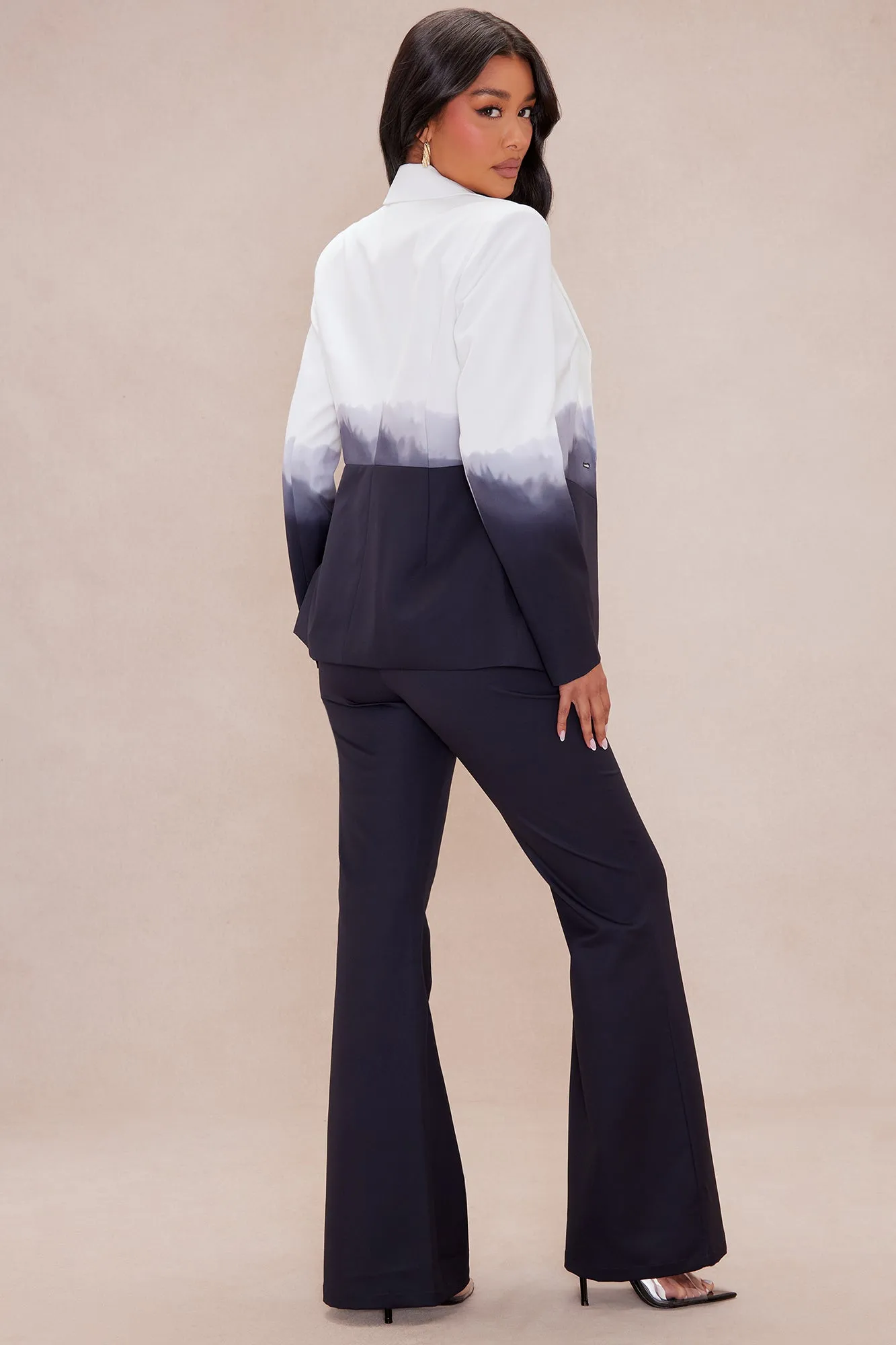 Anna Tie Dye Blazer Suit Set - Black/White