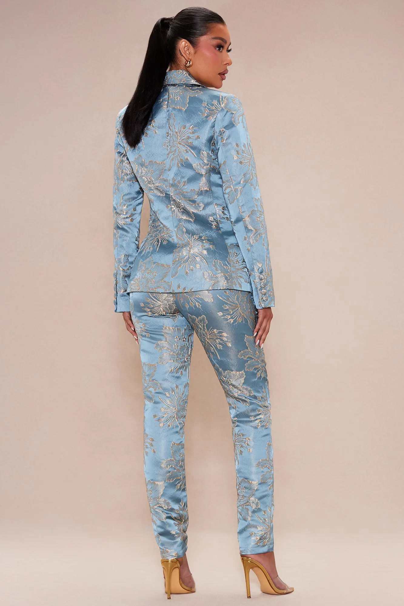 Annika Satin Suit Set - Blue