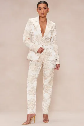 Annika Satin Suit Set - Champagne