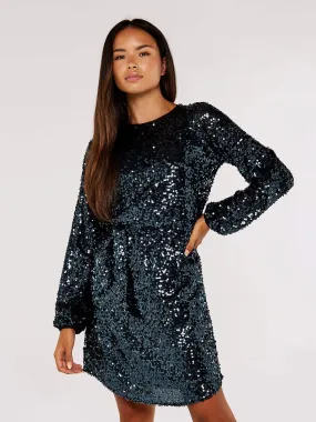 Apricot Sequin Shift Mini Dress
