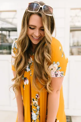 April Dress Mustard Floral