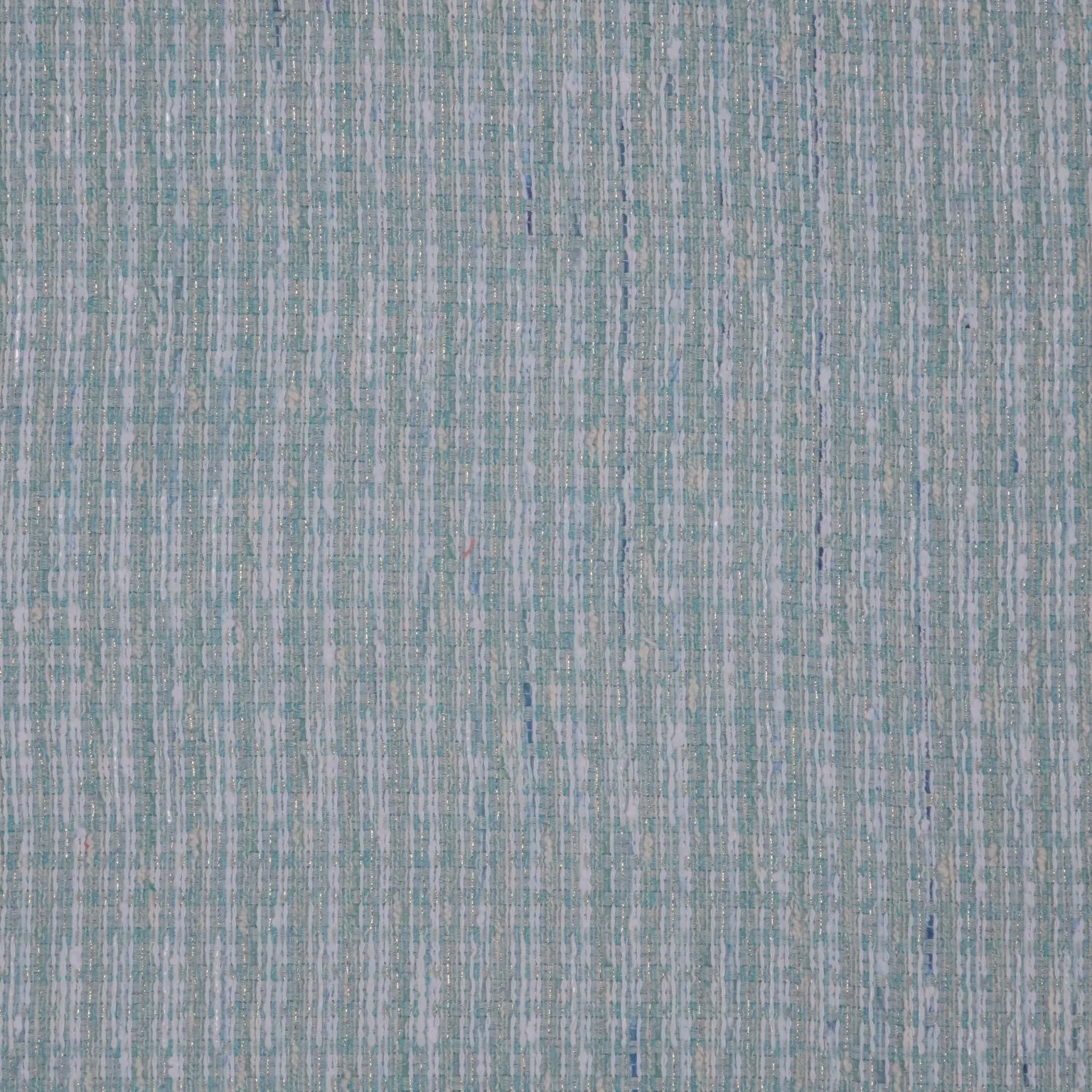 Aqua Turquoise with Metallic Gold Accents Stripe Texture Threaded Tweed Boucle Fabric