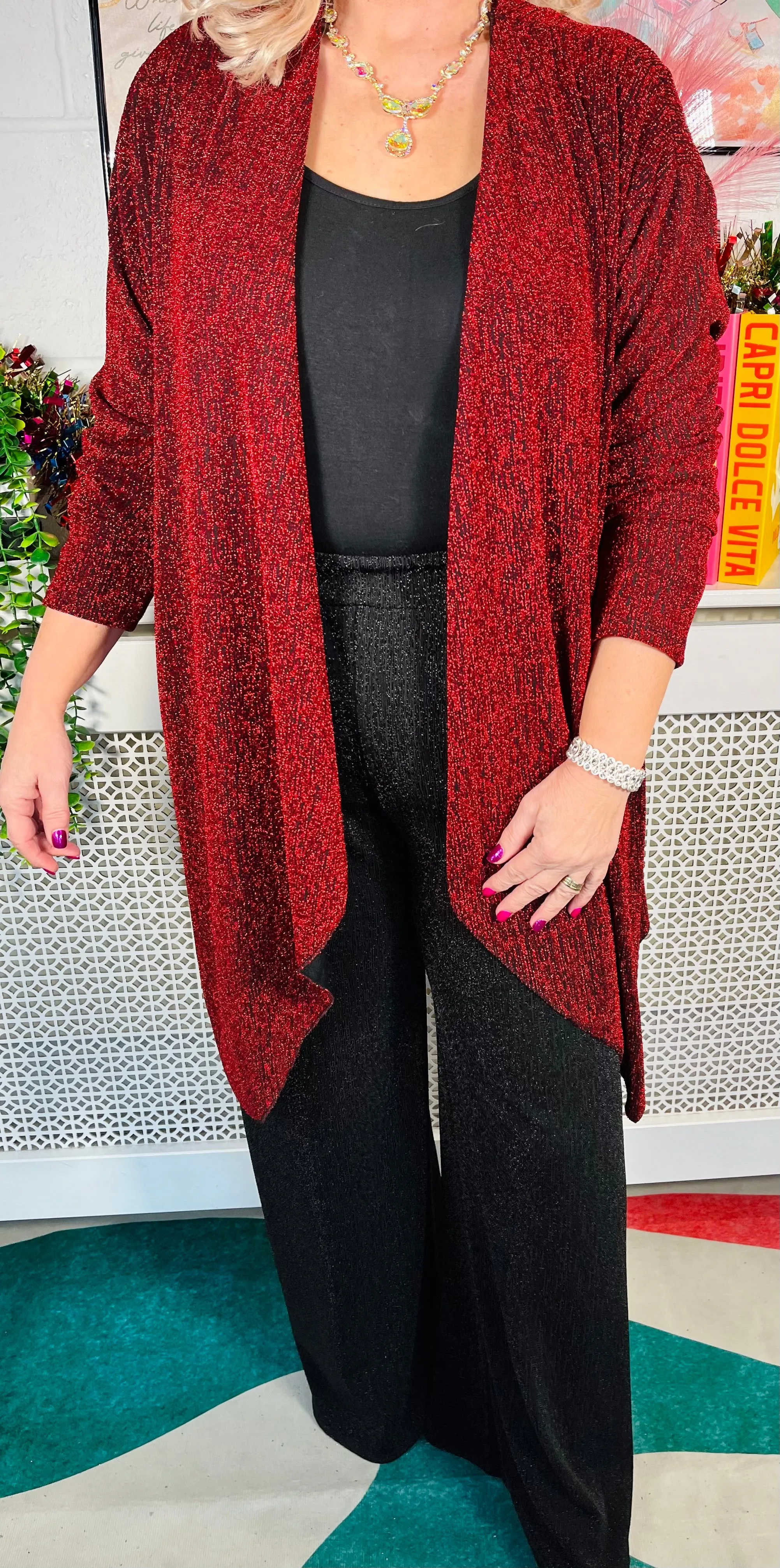 Avery Glitter Jacket - Maroon