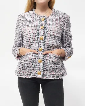 Balmain White Red & Black Tweed Blazer - 42