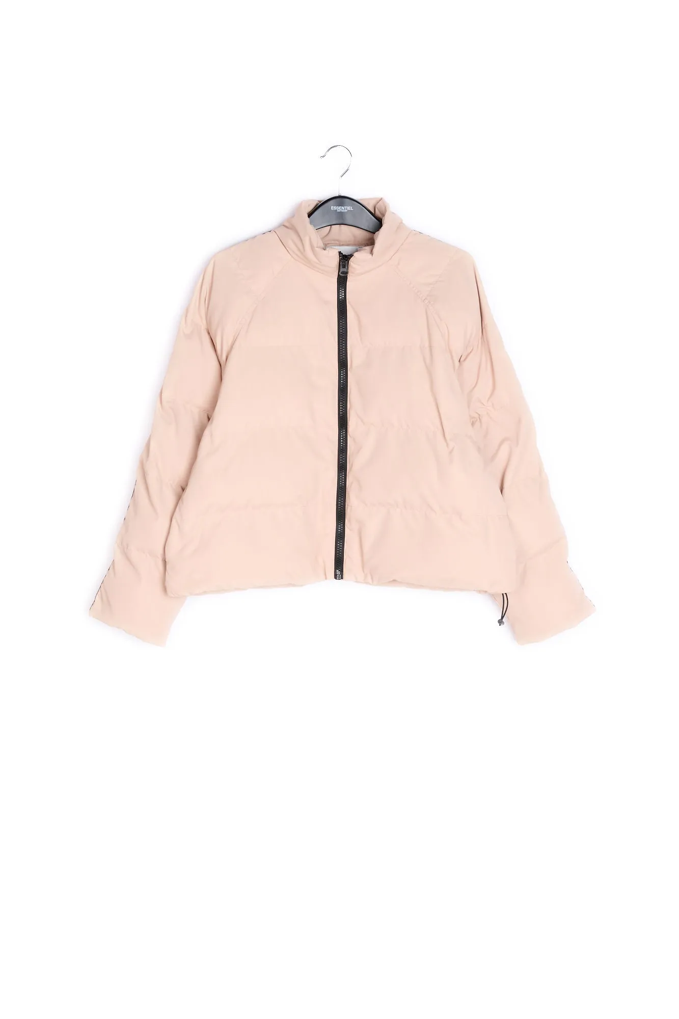 Beige quilted down jacket