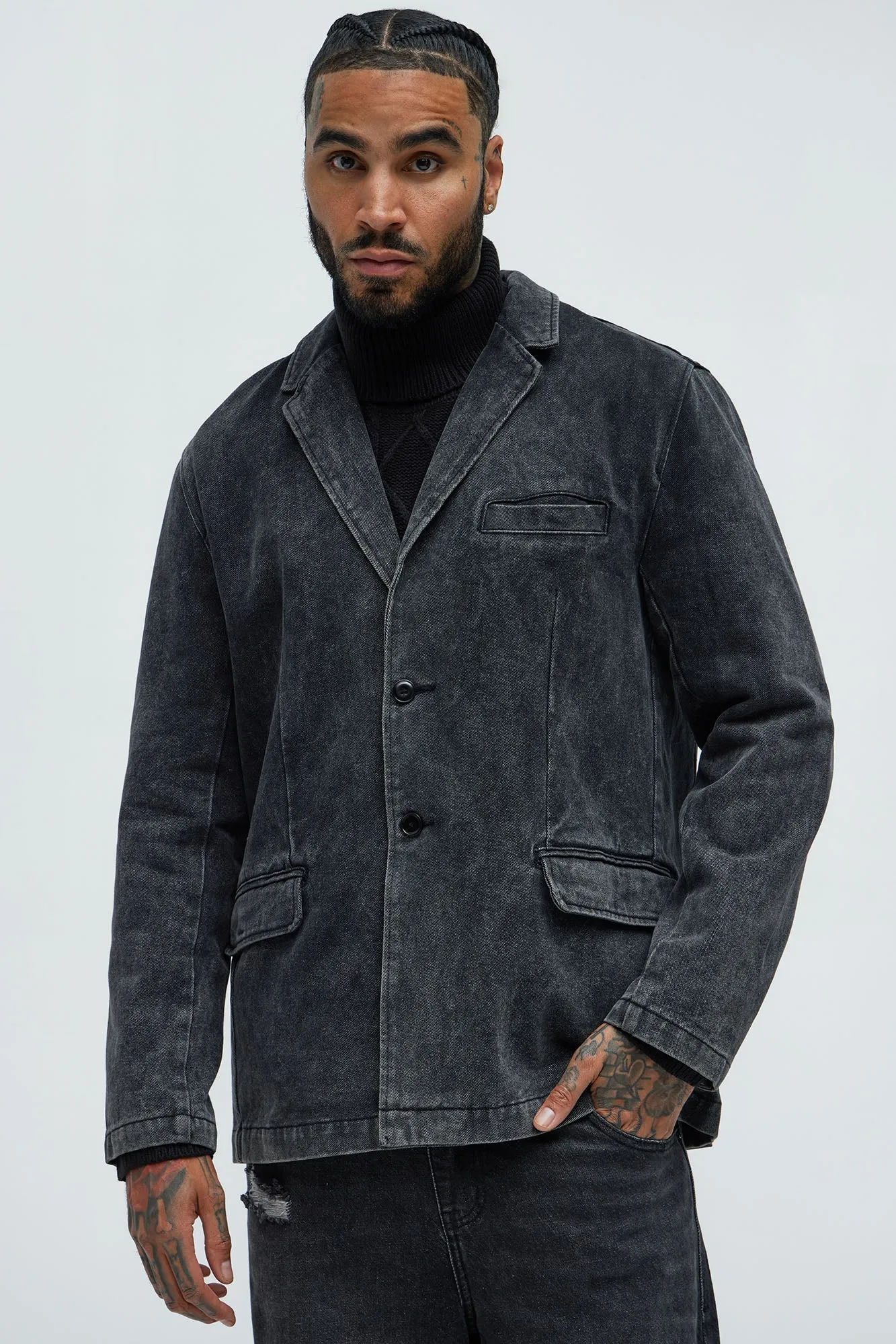 Belle Denim Blazer - Black Wash