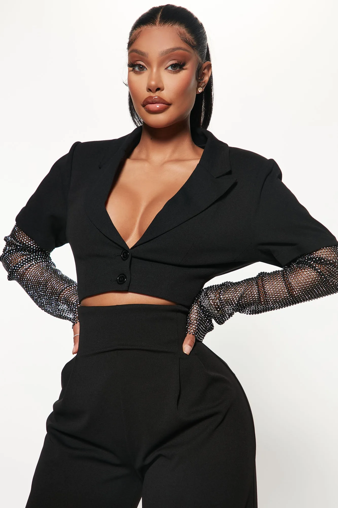 Bianca Cropped Blazer - Black