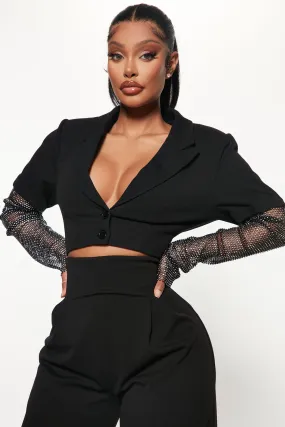 Bianca Cropped Blazer - Black