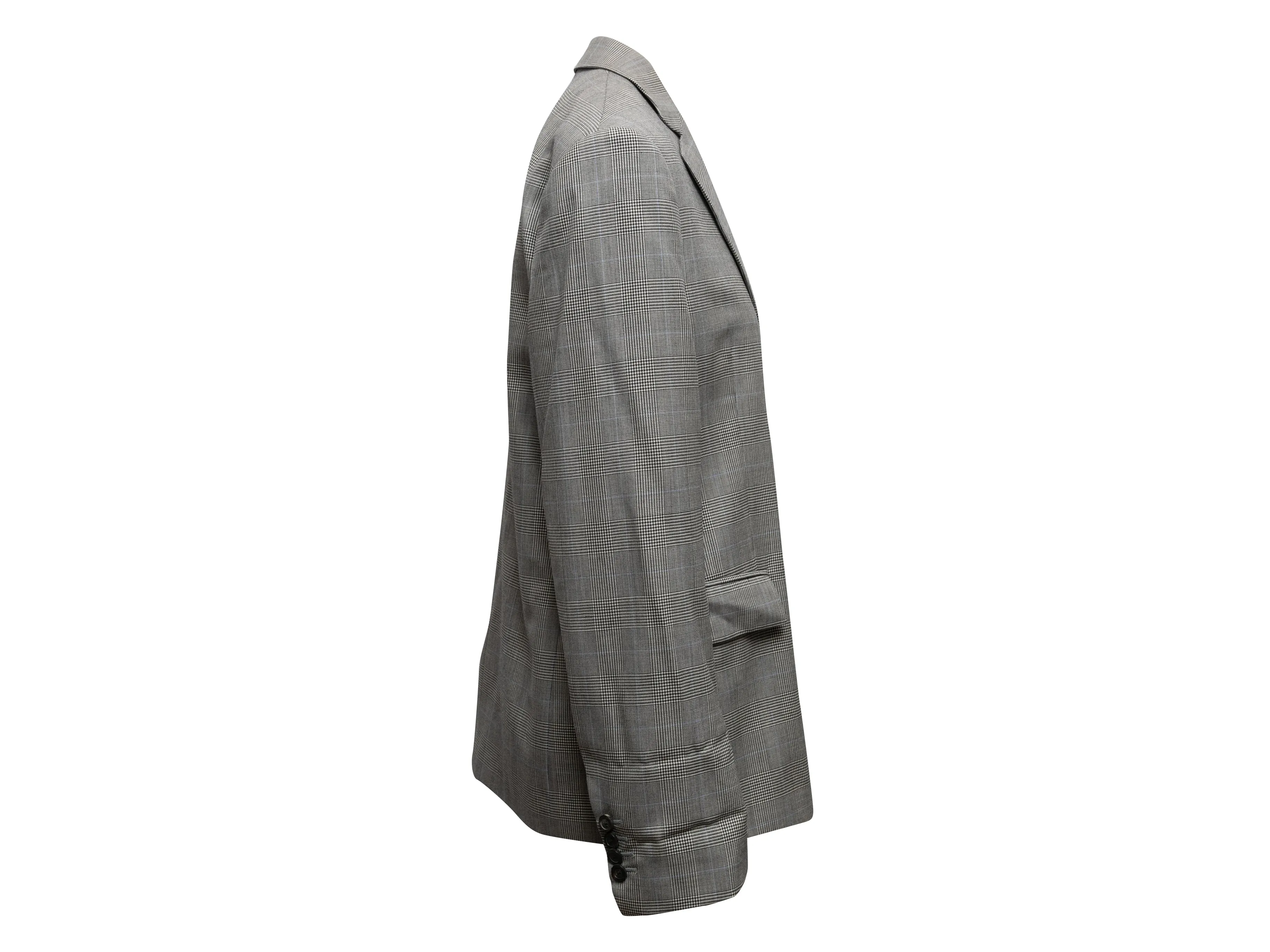 Black & White Balenciaga Glen Plaid Virgin Wool Blazer Size EU 32