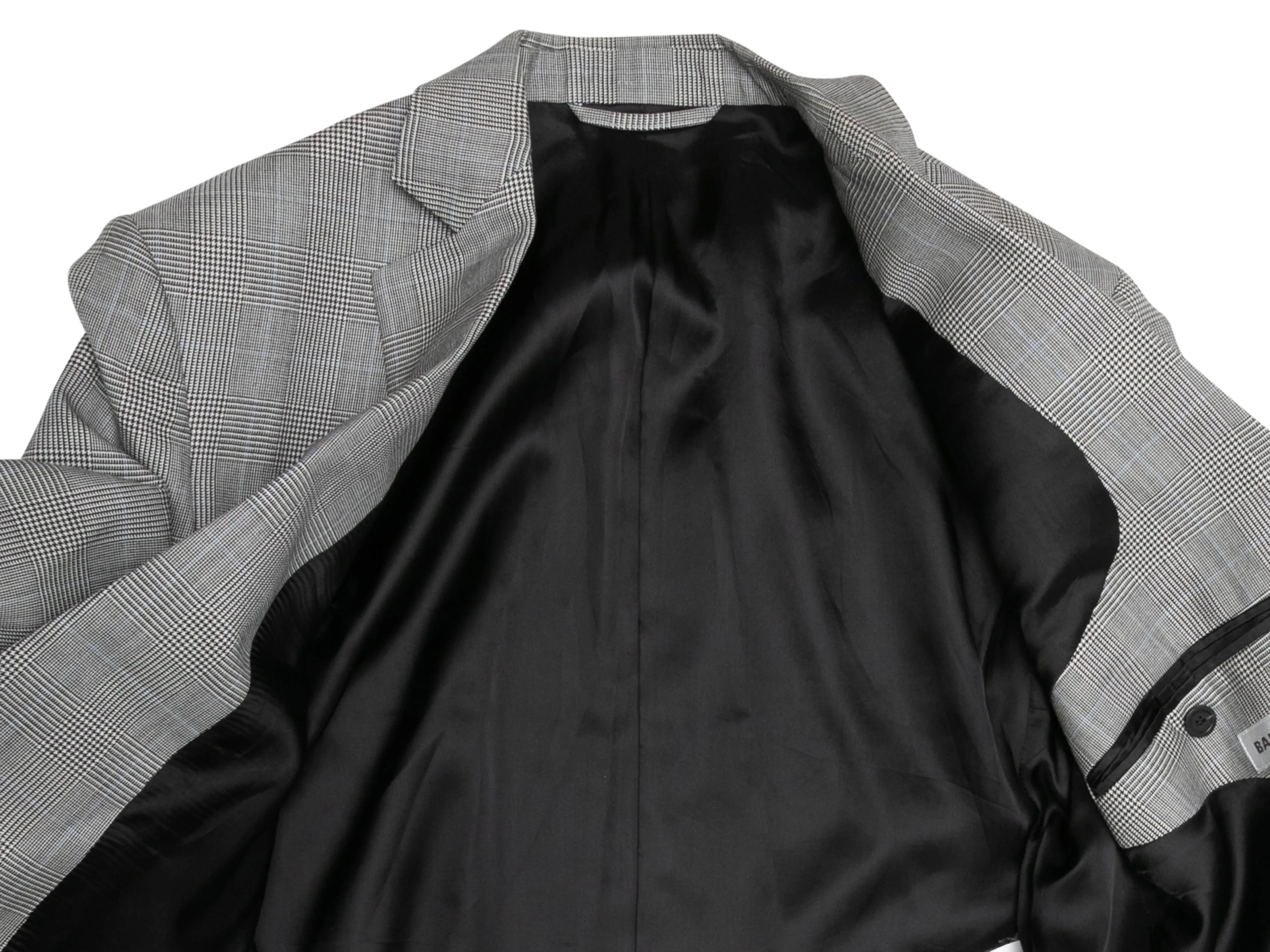 Black & White Balenciaga Glen Plaid Virgin Wool Blazer Size EU 32