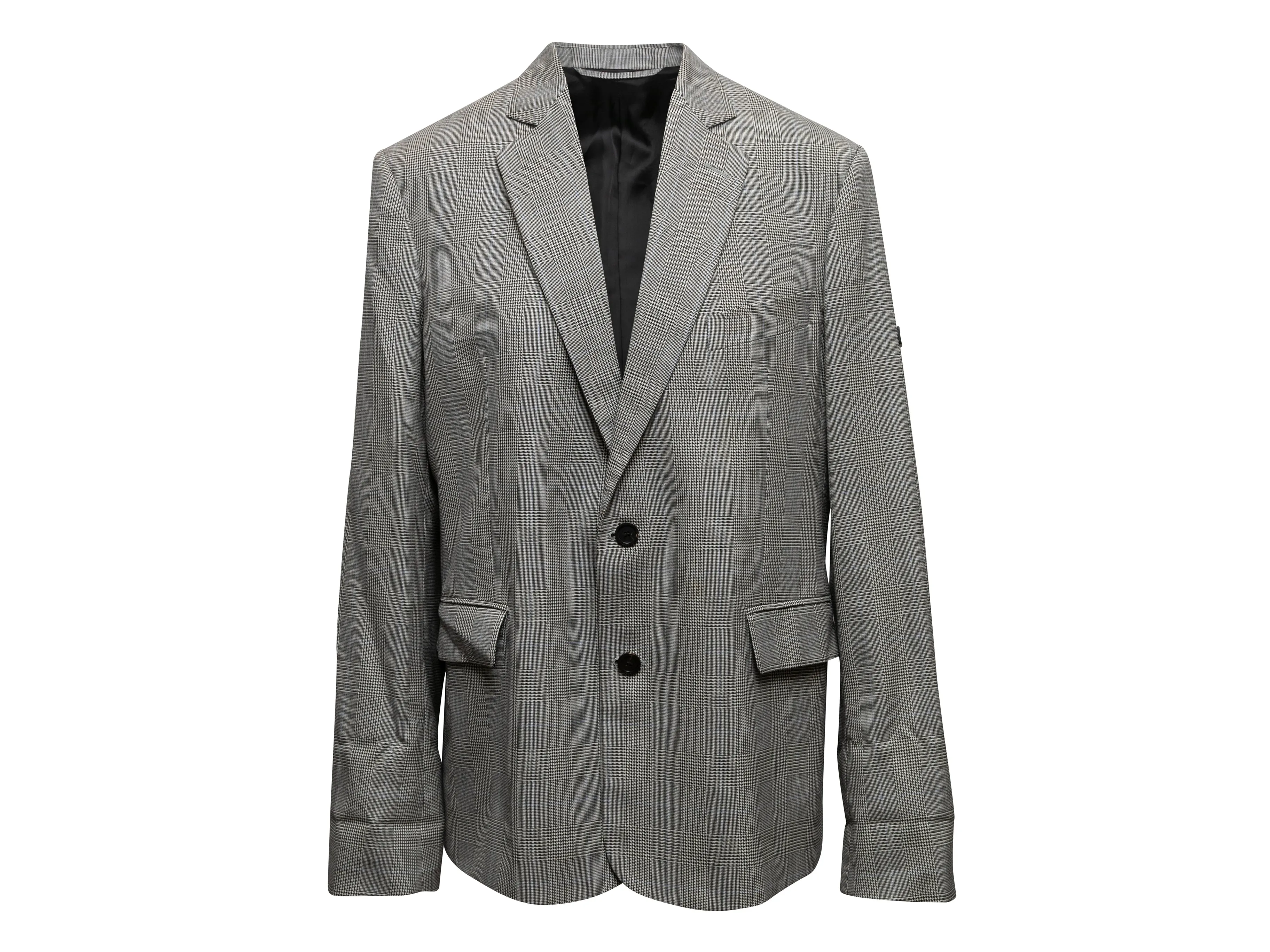 Black & White Balenciaga Glen Plaid Virgin Wool Blazer Size EU 32