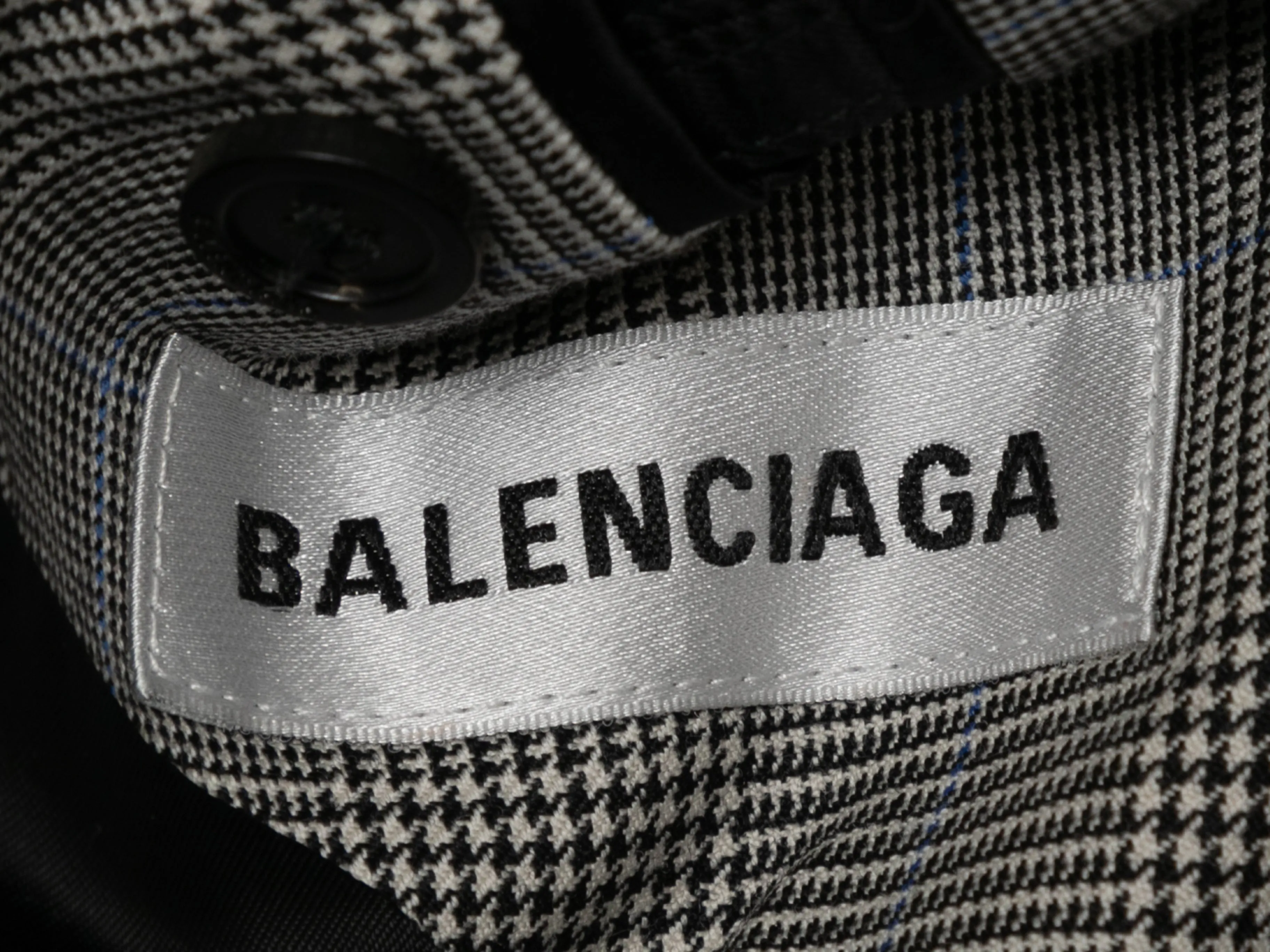 Black & White Balenciaga Glen Plaid Virgin Wool Blazer Size EU 32
