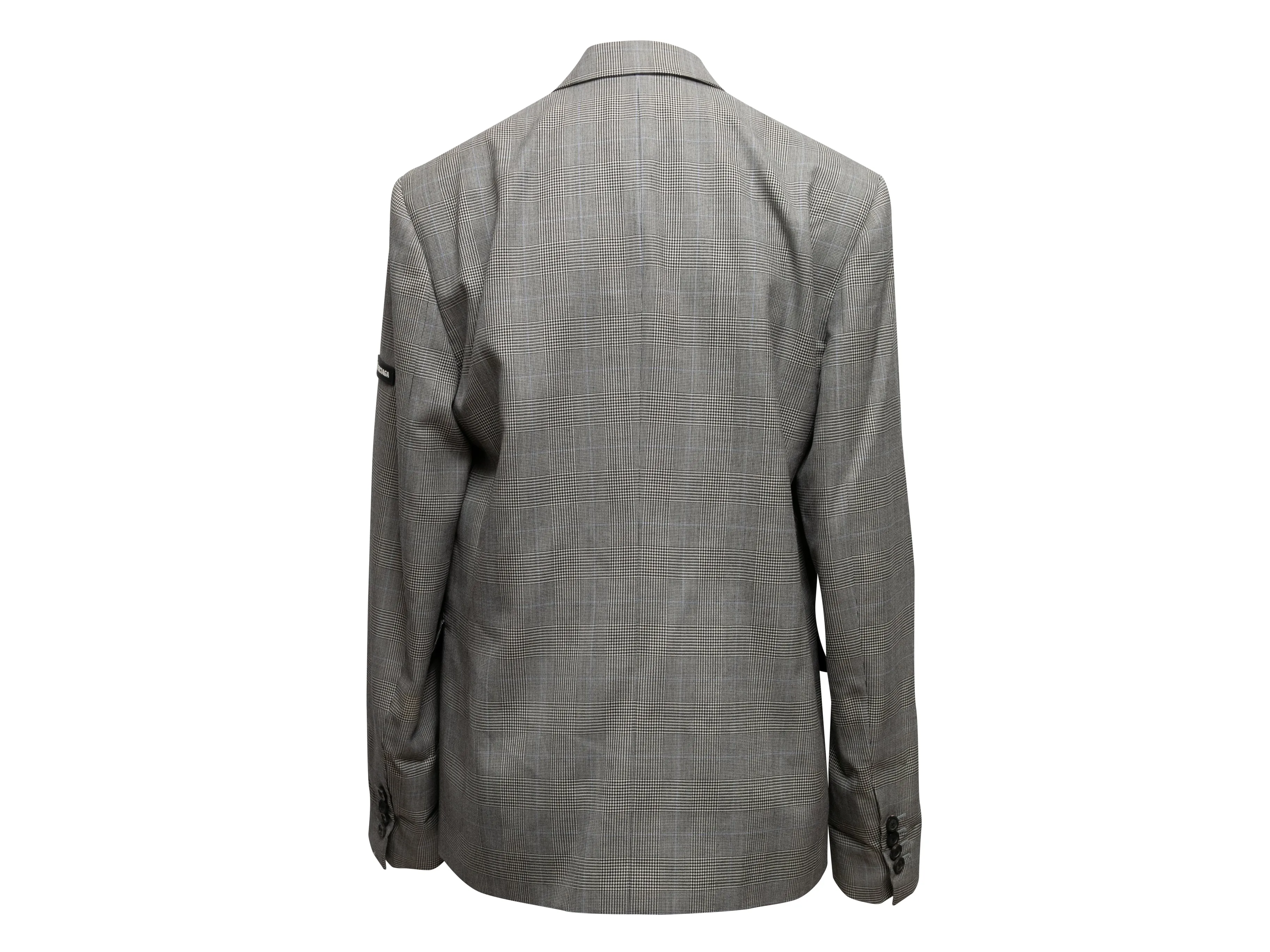 Black & White Balenciaga Glen Plaid Virgin Wool Blazer Size EU 32