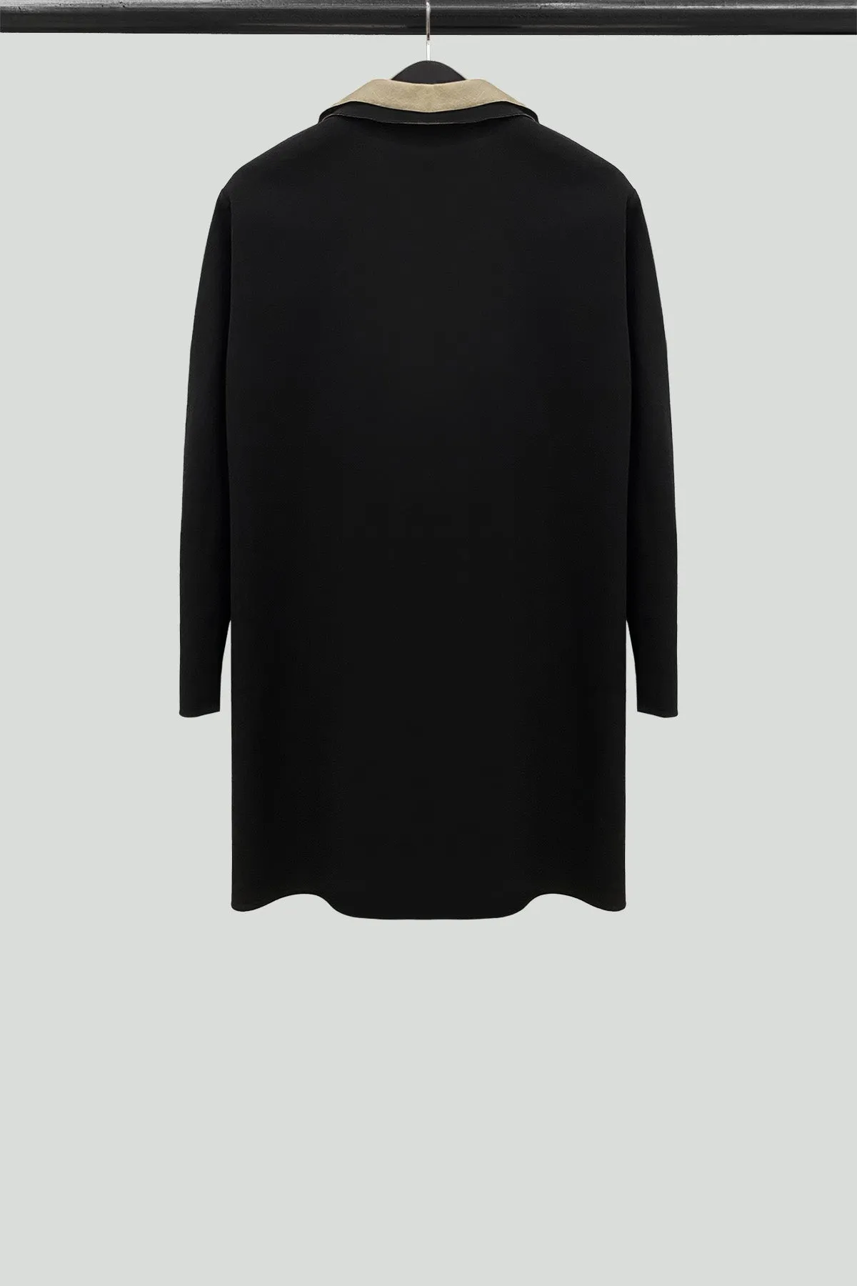Black and Beige Cotton Linen Coat