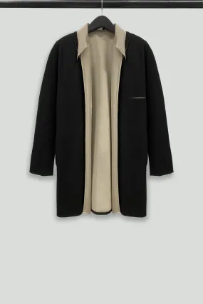 Black and Beige Cotton Linen Coat
