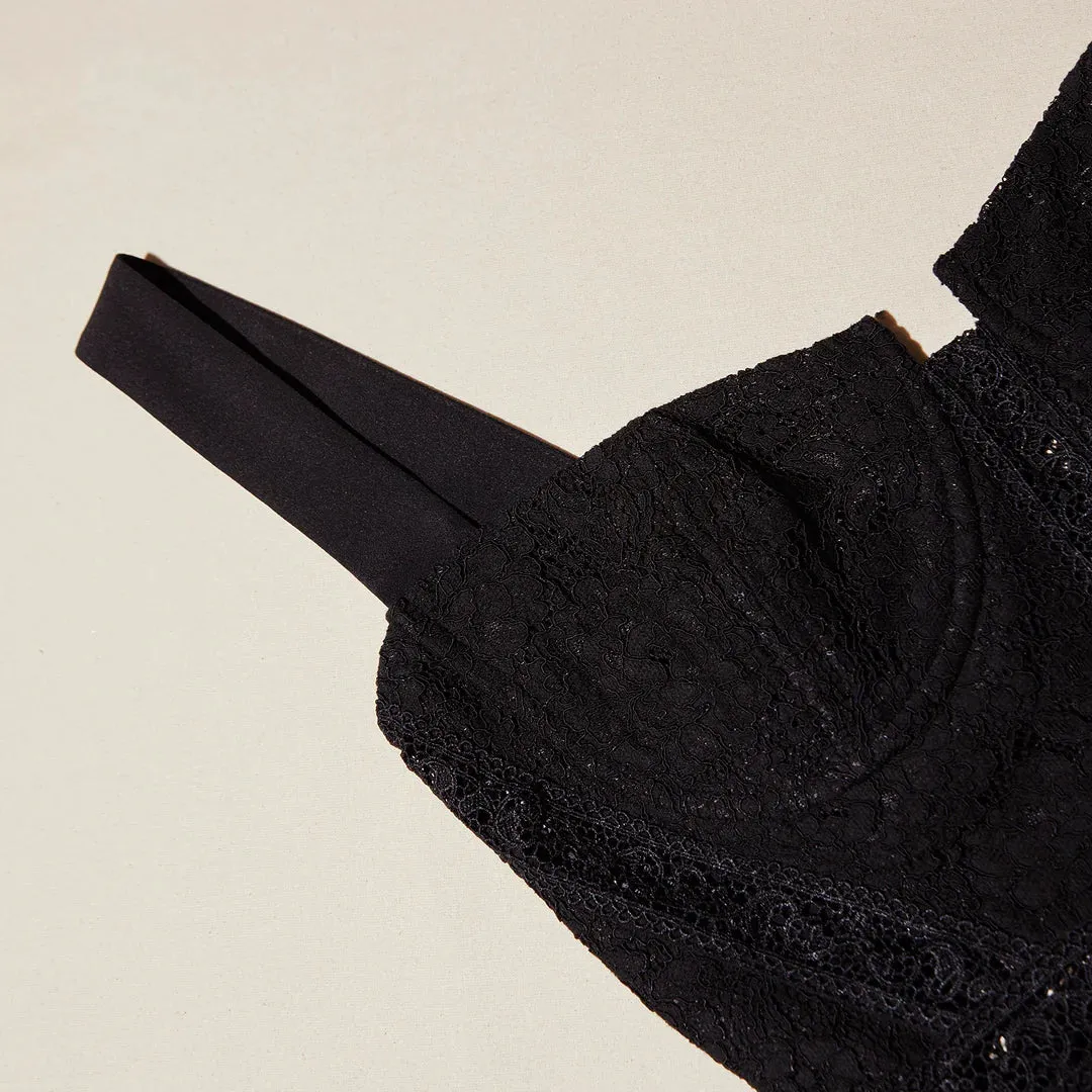 Black Cord Lace Midi Dress
