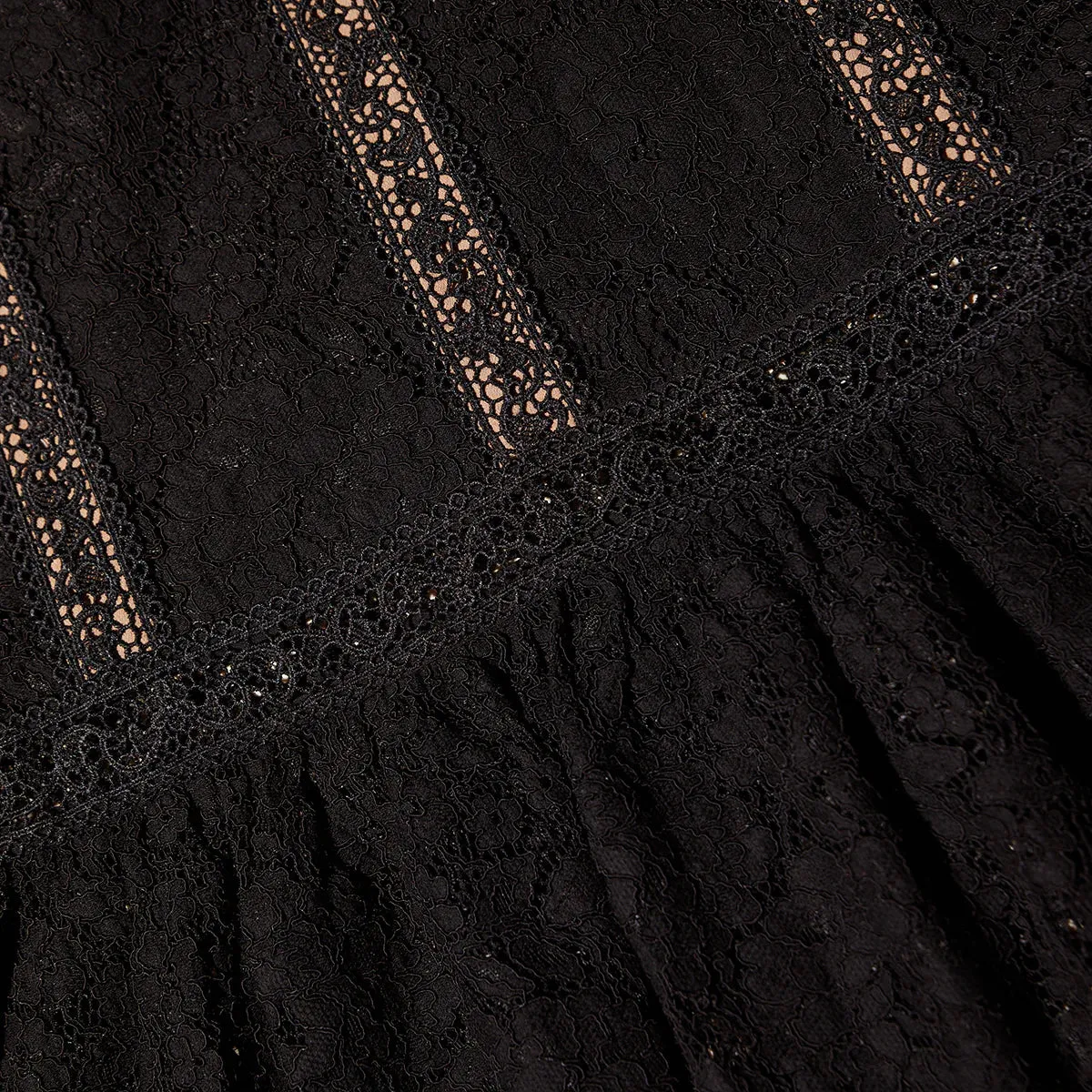 Black Cord Lace Midi Dress