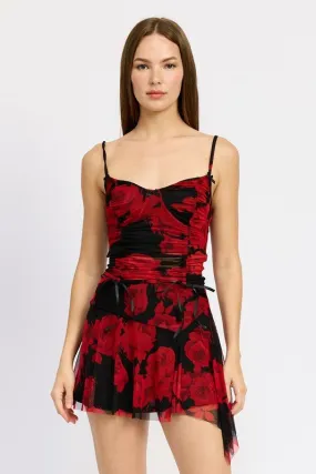 Black Floral Corset Top
