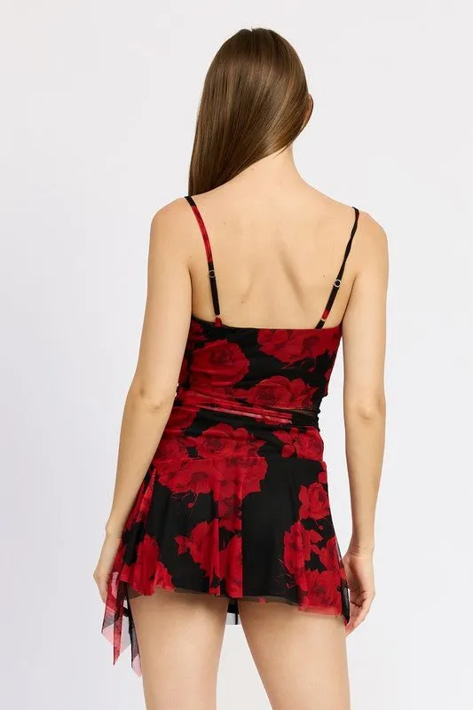 Black Floral Corset Top
