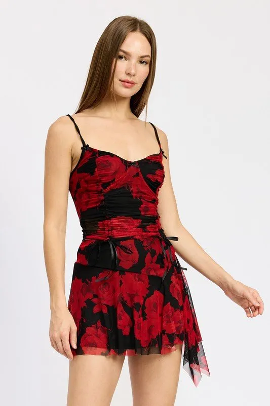 Black Floral Corset Top