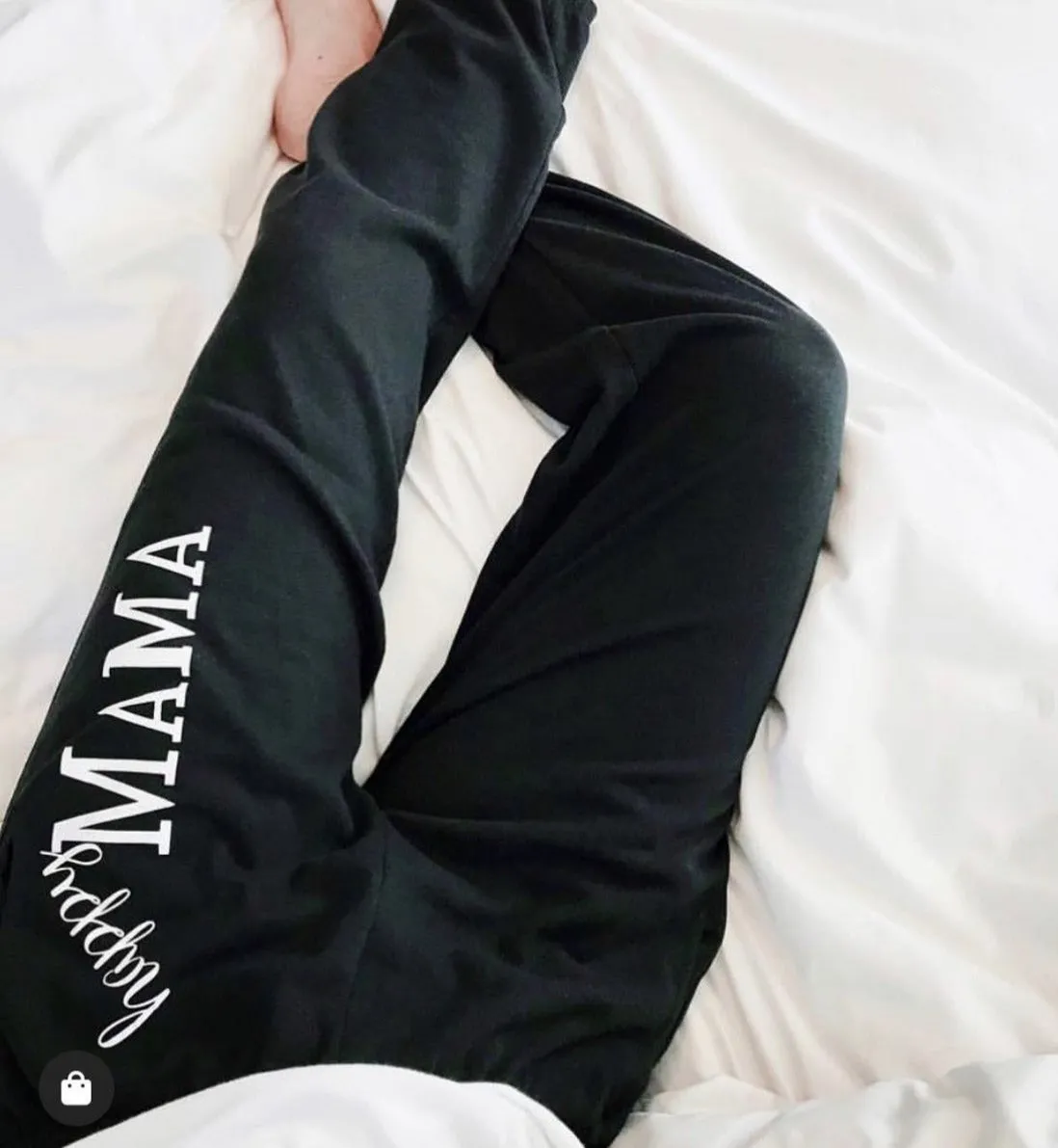 Black 'Happy Mama' Sweatpants