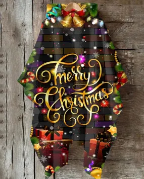 Black Merry Christmas Personalized Printed Hooded Cape