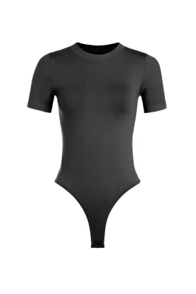Black Shortsleeve Smooth Tee Bodysuit