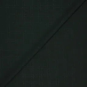 Black with Lurex Thread Windowpane Worsted Wool Suiting Fabric
