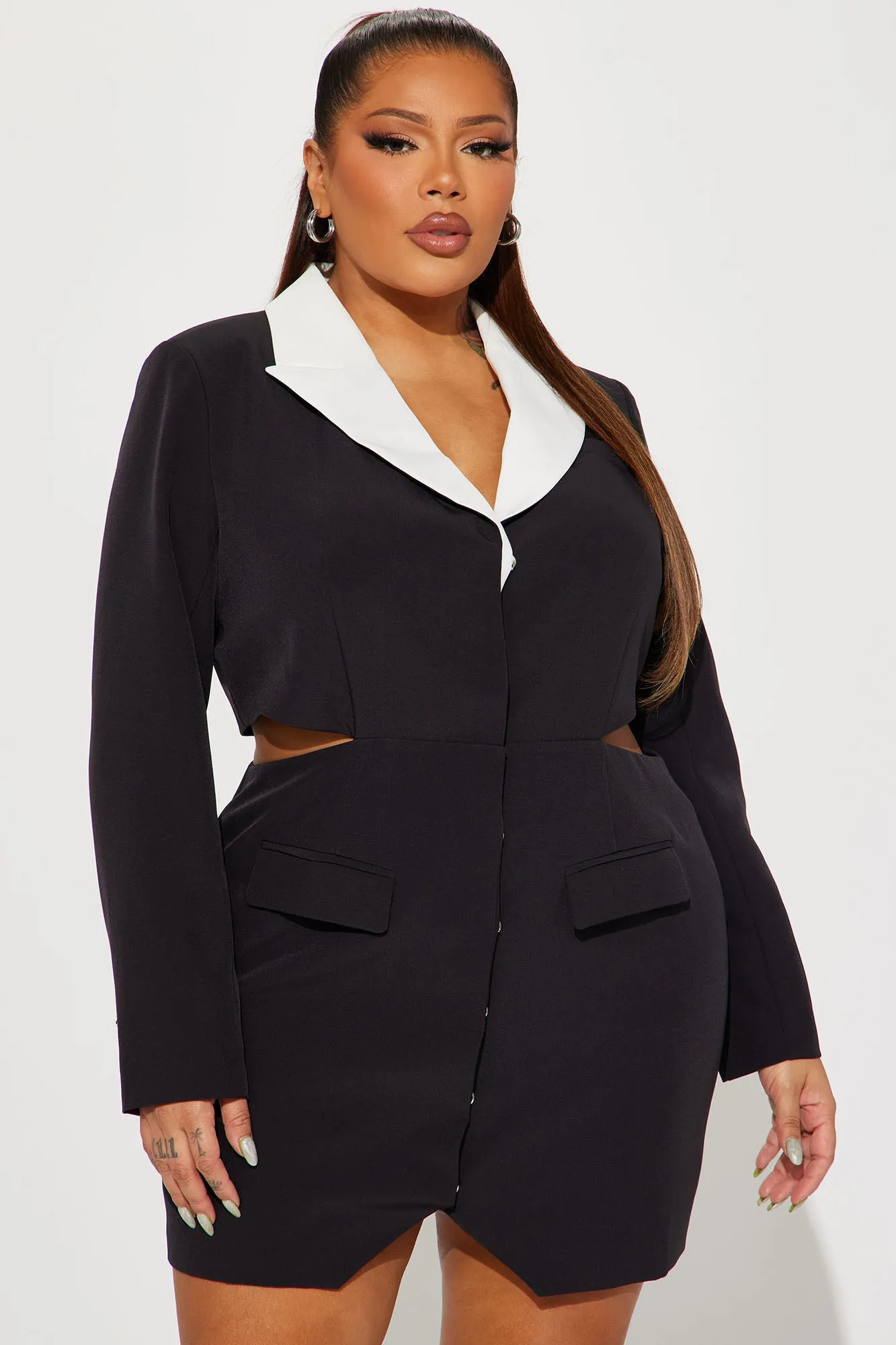 Blair Mini Blazer Dress - Black/White
