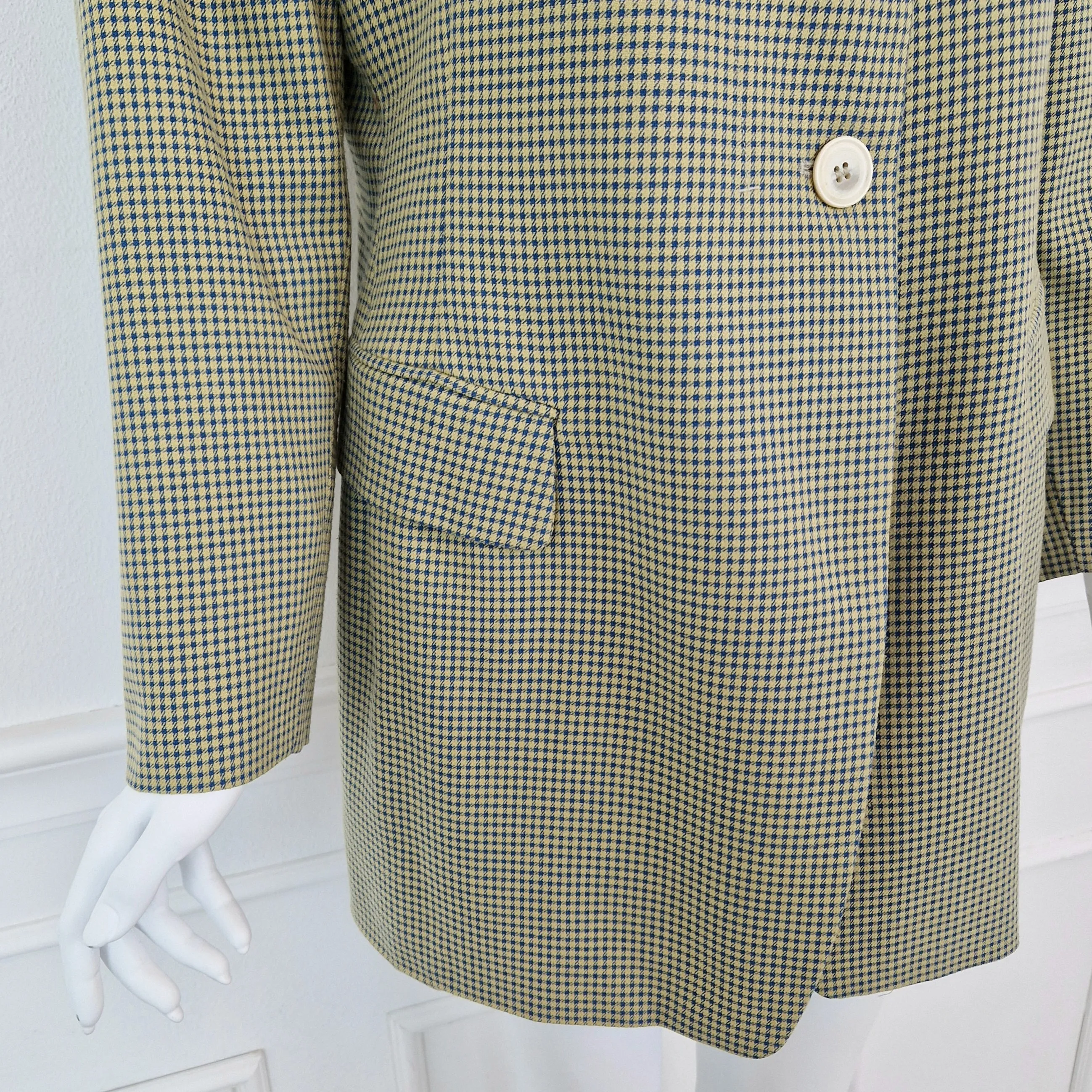 Blazer Jil Sander vintage pieddepoule giallo blu