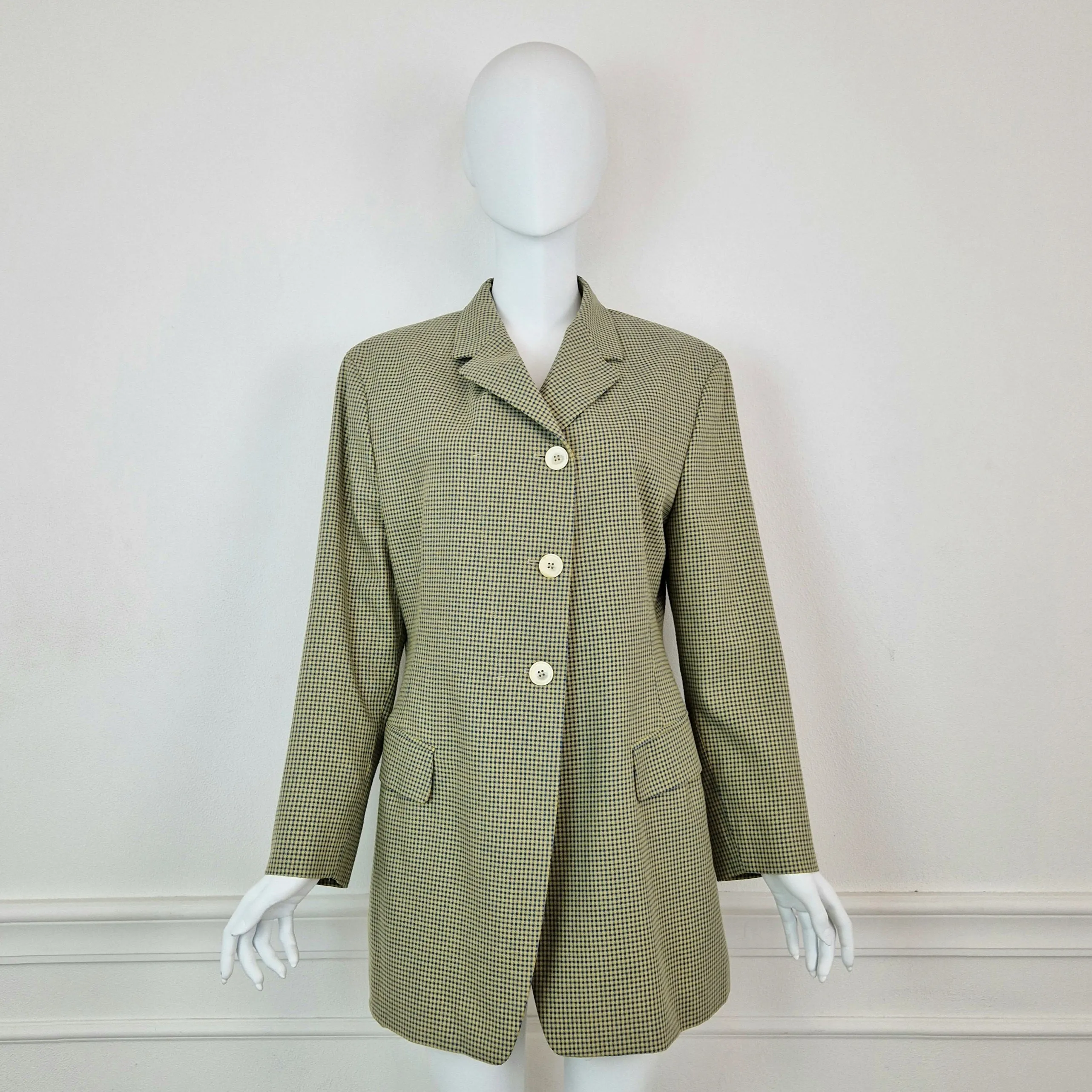 Blazer Jil Sander vintage pieddepoule giallo blu