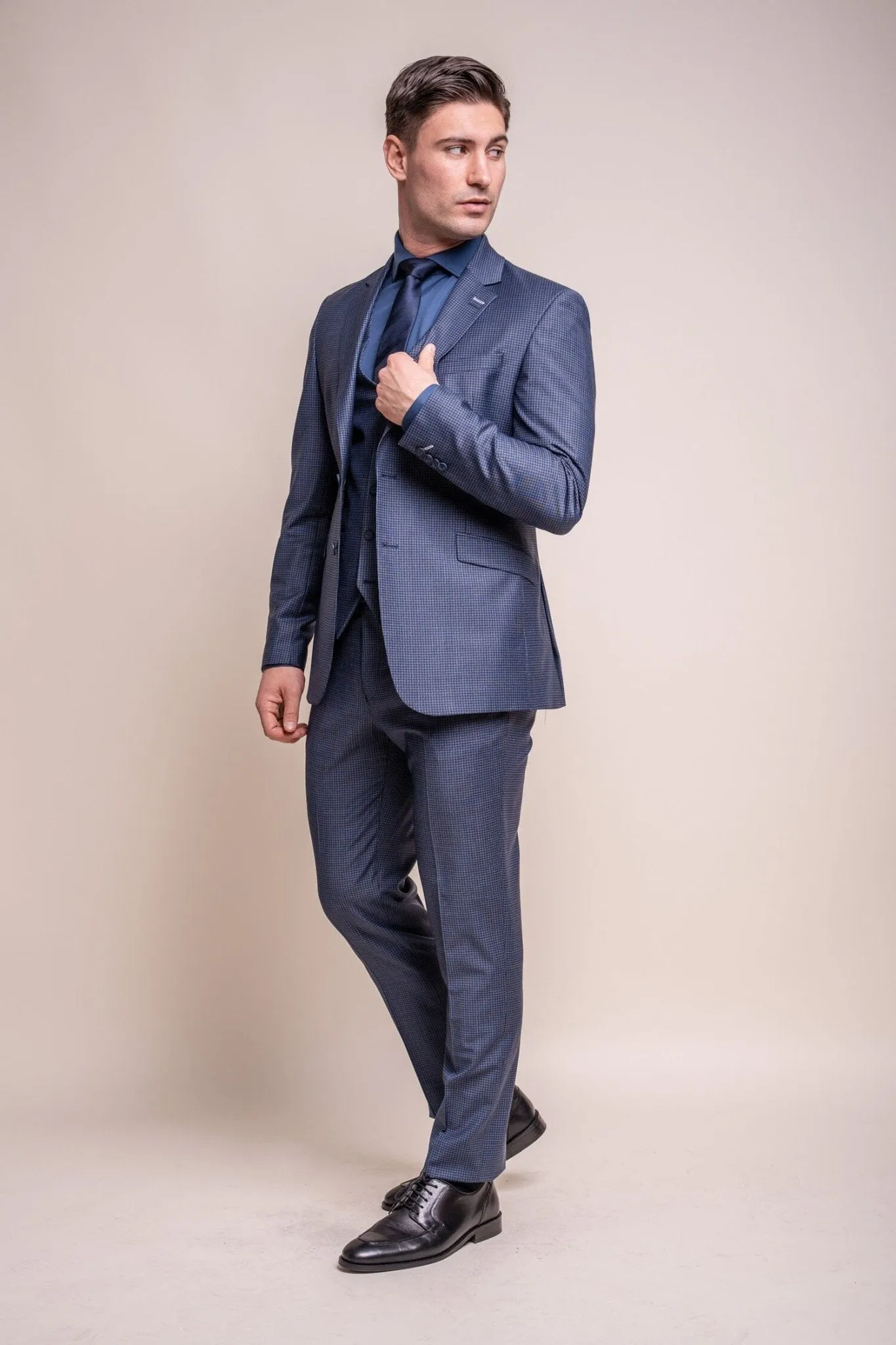 Bond Navy Check 3 Piece Suit