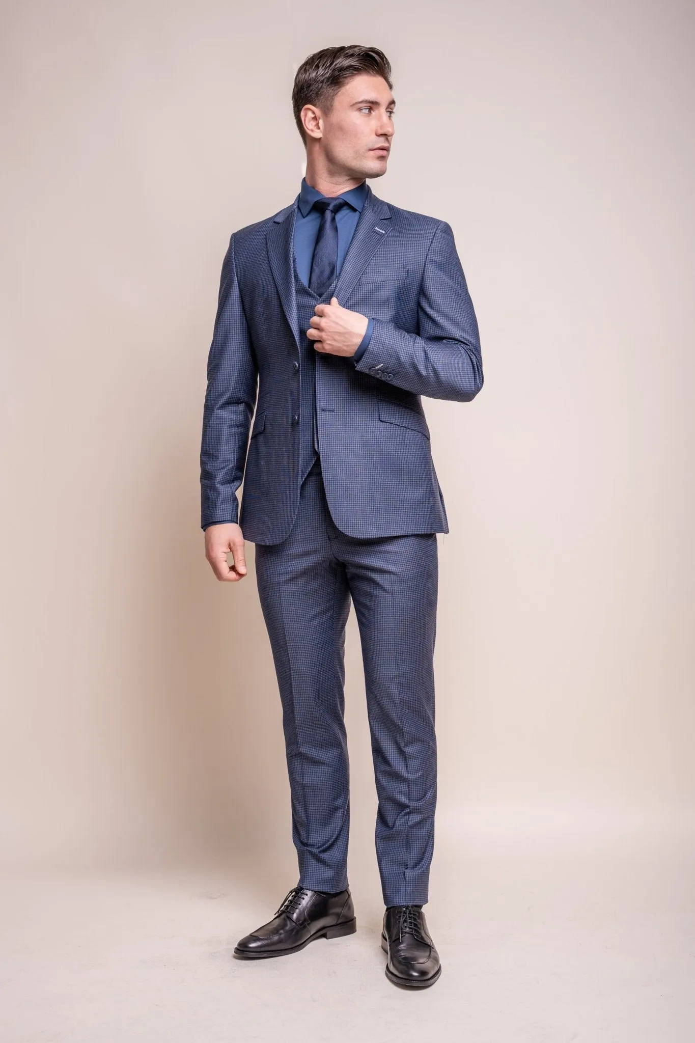 Bond Navy Check 3 Piece Suit